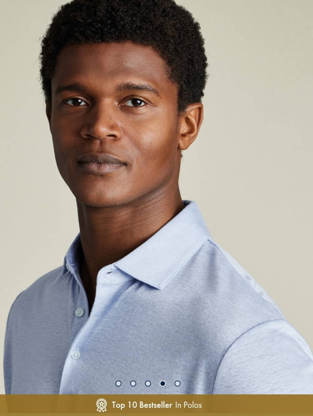 Charles Tyrwhitt Pure Linen Polo - Sky Blue- XL - Picture 6 of 7
